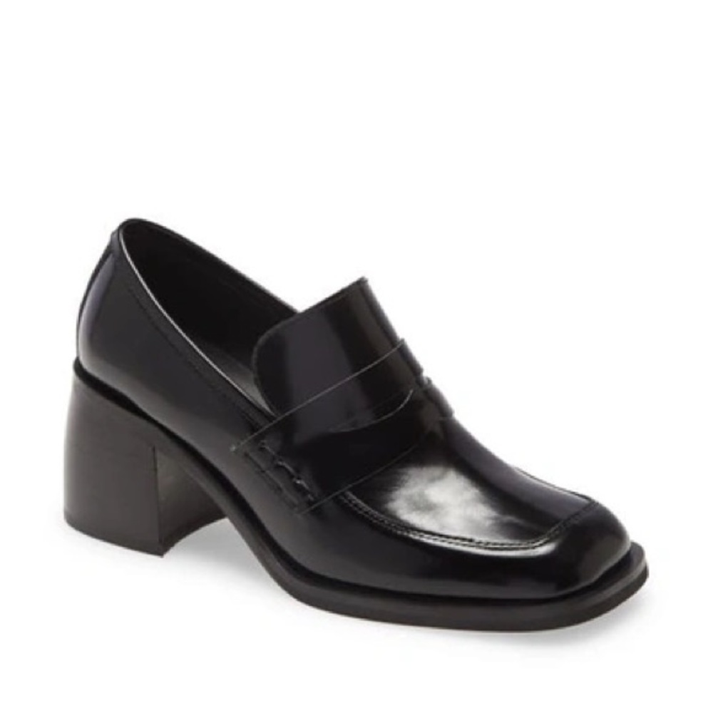 Jeffrey Campbell Ecole Heeled Loafer Pump Leather